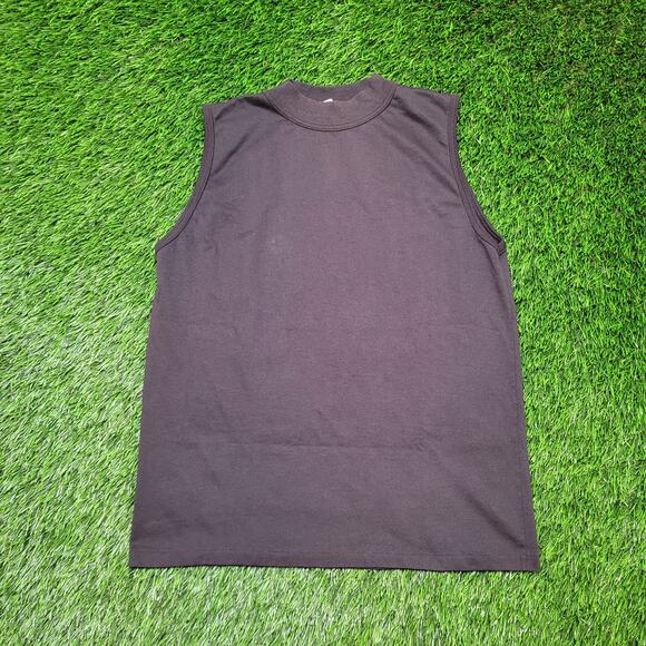Vintage 90s Mock Neck Sleeveless Tee Womens Small Minimalist Grunge Blank Plain - Picture 1 of 11